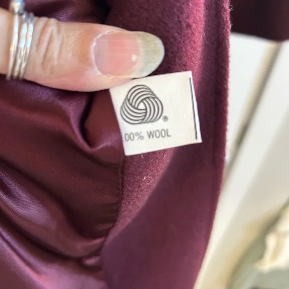 Nordstrom Gallery Burgandy wool trench/topper - Picture 3 of 4